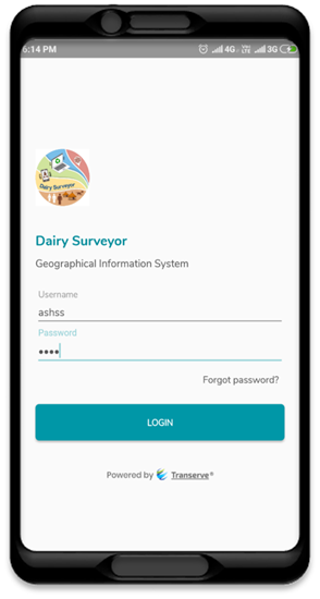 Dairy Surveyor App - Login
